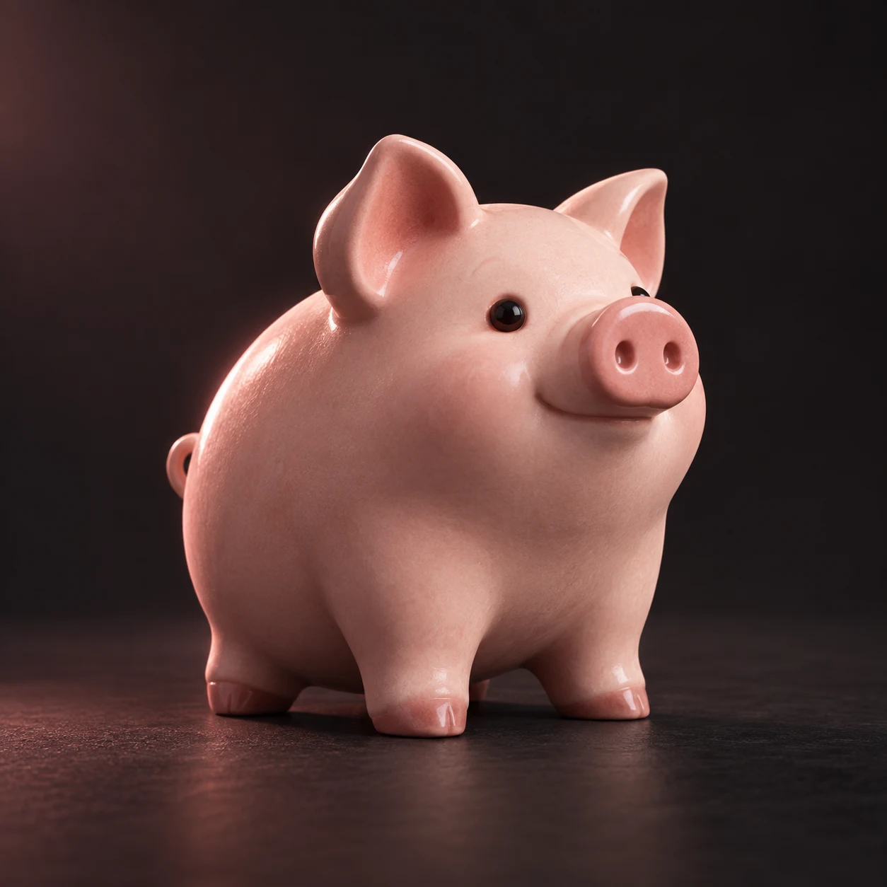 A little pink ceramic pig, ready to sniff out resource hogs